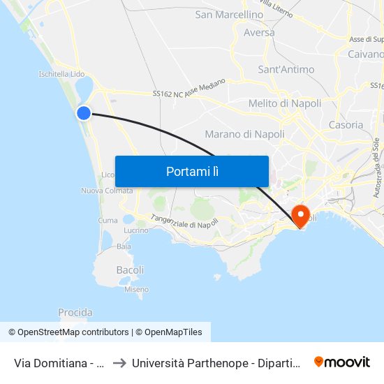 Via Domitiana - Rif. Banco Di Napoli to Università Parthenope - Dipartimenti Di Studi Economici E Aziendali map