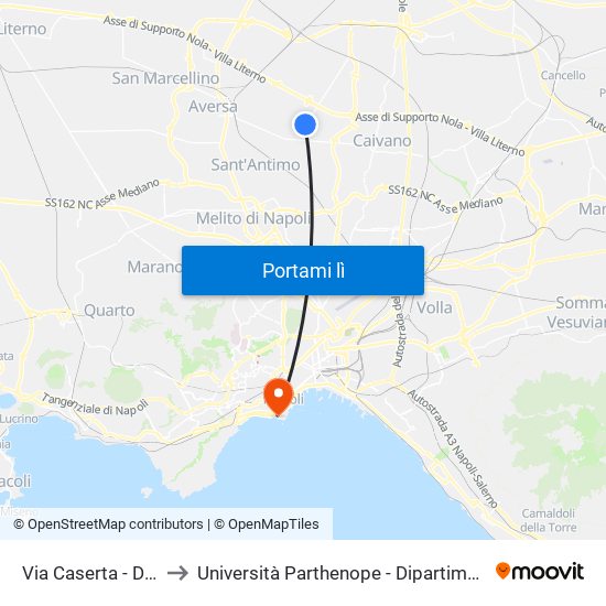 Via Caserta - Di Fronte Cimitero to Università Parthenope - Dipartimenti Di Studi Economici E Aziendali map