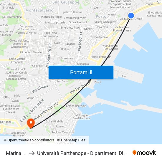 Marina - Orefici to Università Parthenope - Dipartimenti Di Studi Economici E Aziendali map