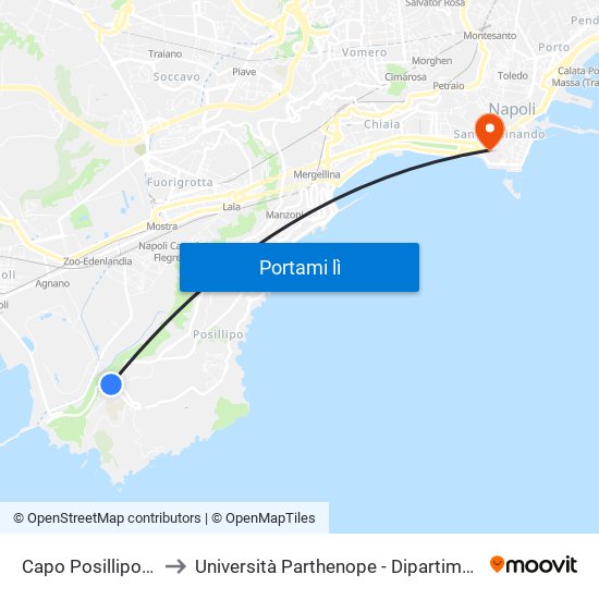 Capo Posillipo - Stazionamento to Università Parthenope - Dipartimenti Di Studi Economici E Aziendali map