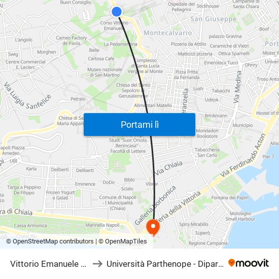 Vittorio Emanuele II - Funicolare Montesanto to Università Parthenope - Dipartimenti Di Studi Economici E Aziendali map