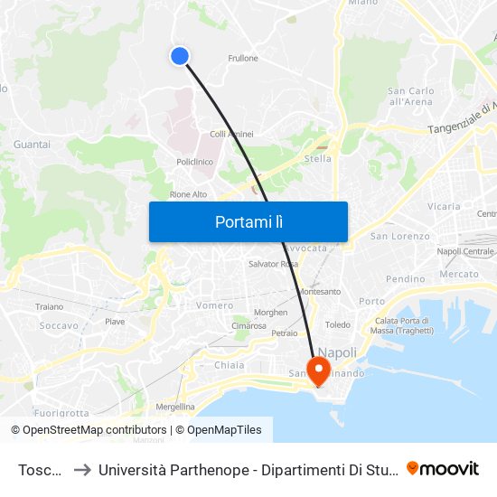 Toscanella to Università Parthenope - Dipartimenti Di Studi Economici E Aziendali map