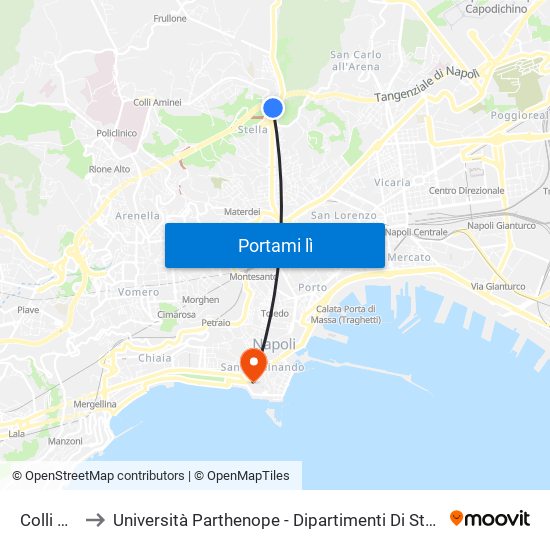 Colli Aminei to Università Parthenope - Dipartimenti Di Studi Economici E Aziendali map