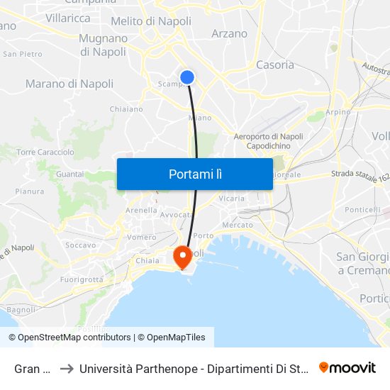 Gran Sasso to Università Parthenope - Dipartimenti Di Studi Economici E Aziendali map