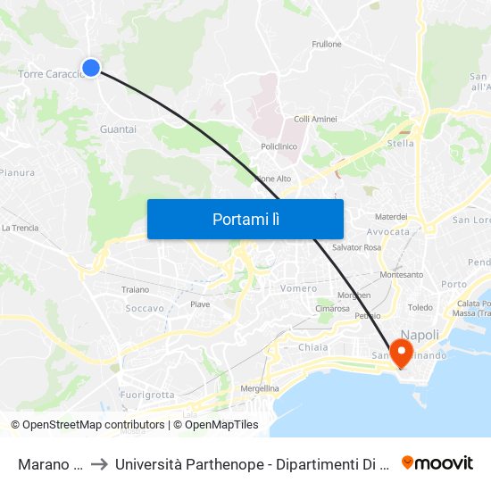 Marano Pianura to Università Parthenope - Dipartimenti Di Studi Economici E Aziendali map