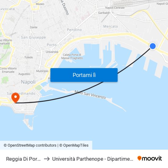 Reggia Di Portici - S. Erasmo to Università Parthenope - Dipartimenti Di Studi Economici E Aziendali map