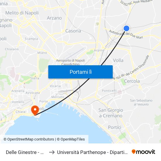 Delle Ginestre - Palazzetto Dello Sport to Università Parthenope - Dipartimenti Di Studi Economici E Aziendali map