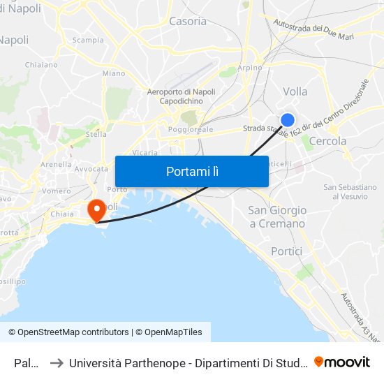 Palermo to Università Parthenope - Dipartimenti Di Studi Economici E Aziendali map
