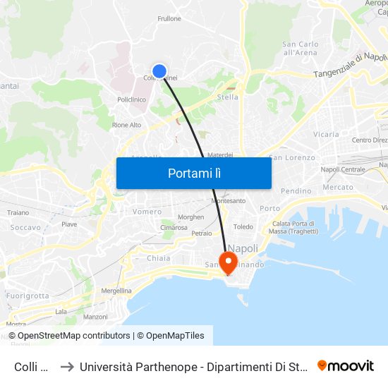 Colli Aminei to Università Parthenope - Dipartimenti Di Studi Economici E Aziendali map