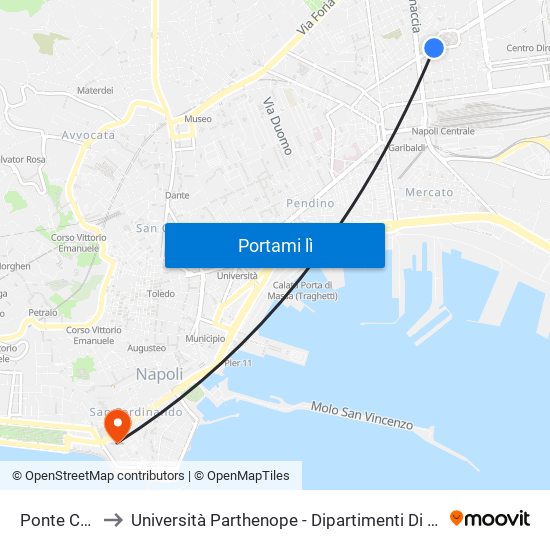 Ponte Casanova to Università Parthenope - Dipartimenti Di Studi Economici E Aziendali map
