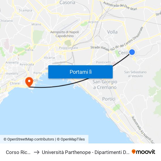 Corso Riccardi, 241 to Università Parthenope - Dipartimenti Di Studi Economici E Aziendali map