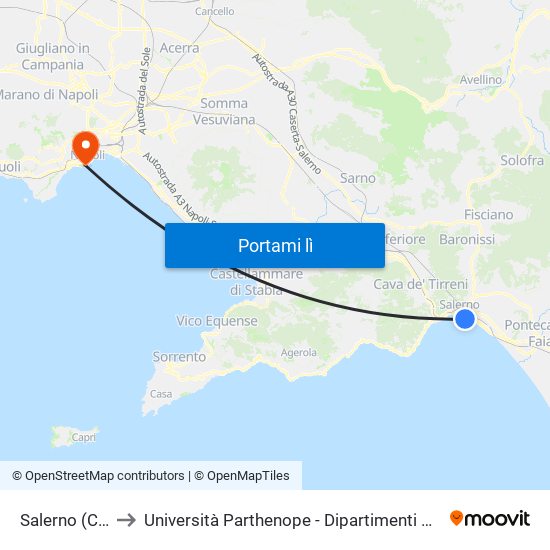 Salerno (Concordia) to Università Parthenope - Dipartimenti Di Studi Economici E Aziendali map