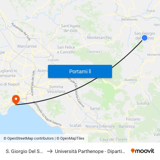S. Giorgio Del Sannio - P.za Bocchini to Università Parthenope - Dipartimenti Di Studi Economici E Aziendali map