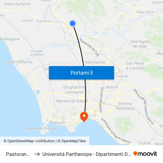 Pastorano Cimitero to Università Parthenope - Dipartimenti Di Studi Economici E Aziendali map