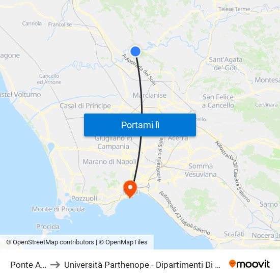 Ponte Annibale to Università Parthenope - Dipartimenti Di Studi Economici E Aziendali map