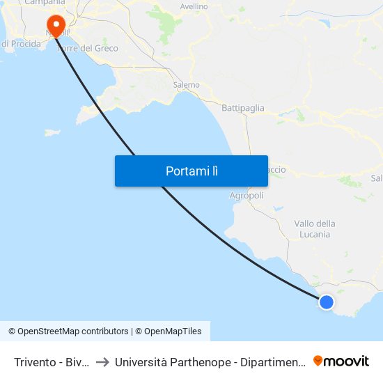 Trivento - Bivio Mingardina to Università Parthenope - Dipartimenti Di Studi Economici E Aziendali map