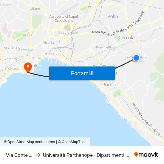 Via Conte Piromallo to Università Parthenope - Dipartimenti Di Studi Economici E Aziendali map