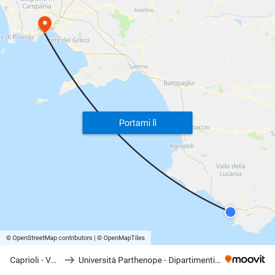 Caprioli - Valle Di Marco to Università Parthenope - Dipartimenti Di Studi Economici E Aziendali map