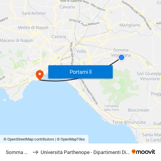 Somma Vesuviana to Università Parthenope - Dipartimenti Di Studi Economici E Aziendali map