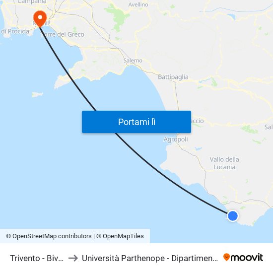 Trivento - Bivio Mingardina to Università Parthenope - Dipartimenti Di Studi Economici E Aziendali map