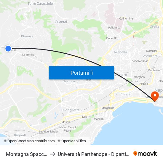 Montagna Spaccata - Parco La Fenice to Università Parthenope - Dipartimenti Di Studi Economici E Aziendali map