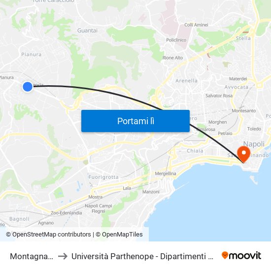 Montagna Spaccata to Università Parthenope - Dipartimenti Di Studi Economici E Aziendali map