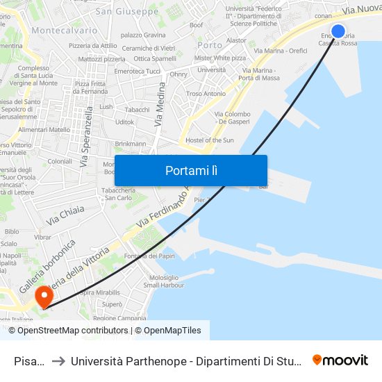 Pisacane to Università Parthenope - Dipartimenti Di Studi Economici E Aziendali map