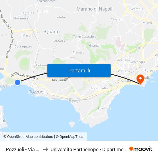 Pozzuoli - Via Annecchino, 133 to Università Parthenope - Dipartimenti Di Studi Economici E Aziendali map