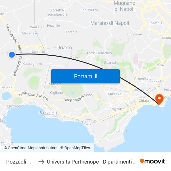 Pozzuoli - Via Serao, 1 to Università Parthenope - Dipartimenti Di Studi Economici E Aziendali map