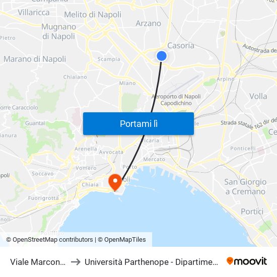 Viale Marconi - Rif. Ina Casa to Università Parthenope - Dipartimenti Di Studi Economici E Aziendali map