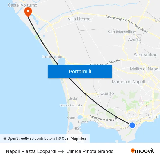 Napoli Piazza Leopardi to Clinica Pineta Grande map
