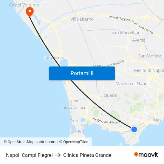 Napoli Campi Flegrei to Clinica Pineta Grande map