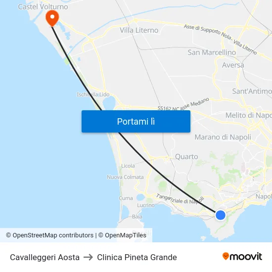 Cavalleggeri Aosta to Clinica Pineta Grande map