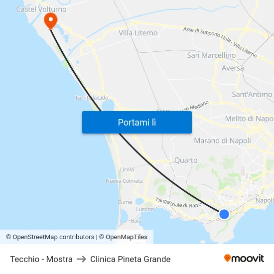 Tecchio - Mostra to Clinica Pineta Grande map
