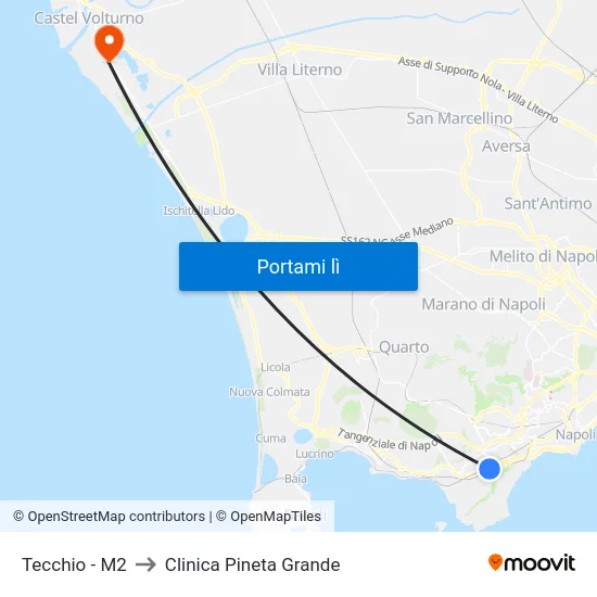 Tecchio - M2 to Clinica Pineta Grande map