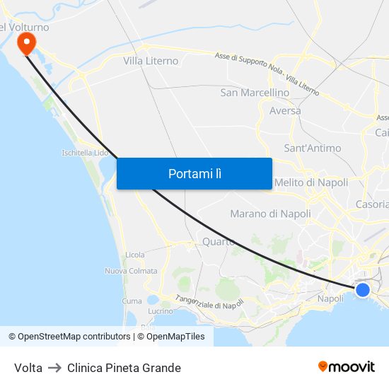 Volta to Clinica Pineta Grande map