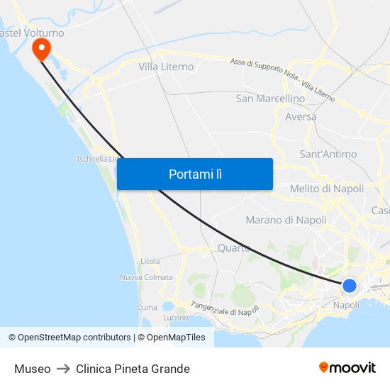 Museo to Clinica Pineta Grande map