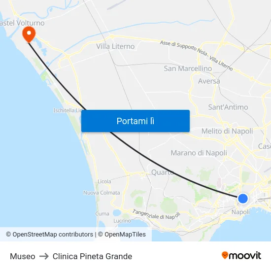 Museo to Clinica Pineta Grande map