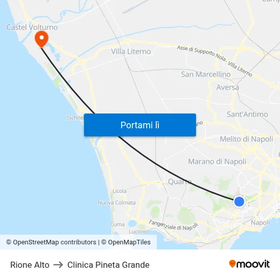 Rione Alto to Clinica Pineta Grande map