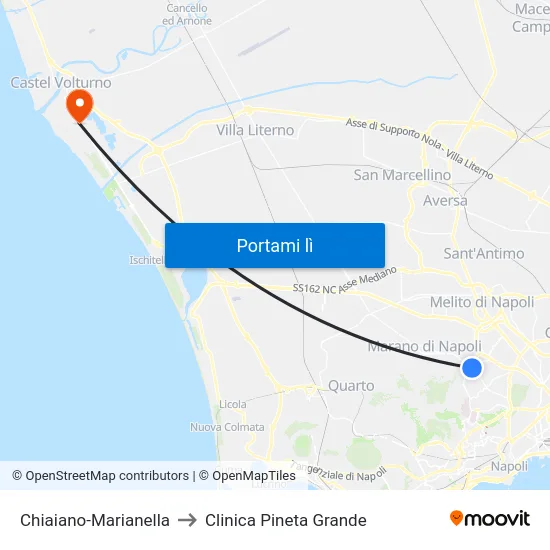 Chiaiano-Marianella to Clinica Pineta Grande map