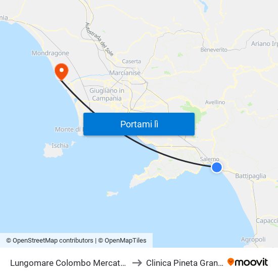 Lungomare Colombo Mercatello to Clinica Pineta Grande map