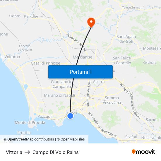 Vittoria to Campo Di Volo Rains map