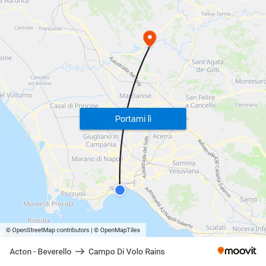 Acton - Beverello to Campo Di Volo Rains map