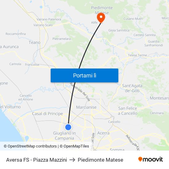 Aversa FS - Piazza Mazzini to Piedimonte Matese map