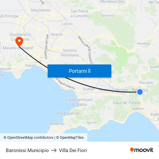 Baronissi Municipio to Villa Dei Fiori map