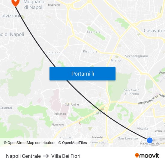 Napoli Centrale to Villa Dei Fiori map