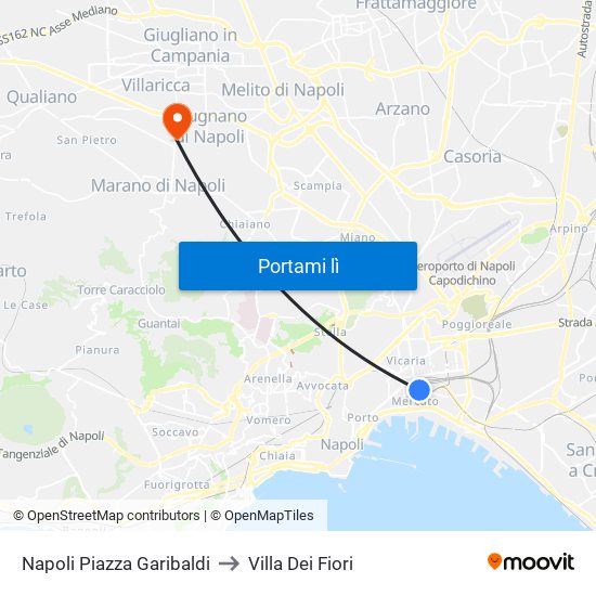 Napoli Piazza Garibaldi to Villa Dei Fiori map