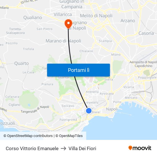 Corso Vittorio Emanuele to Villa Dei Fiori map