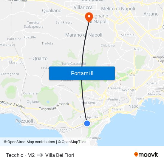 Tecchio - M2 to Villa Dei Fiori map