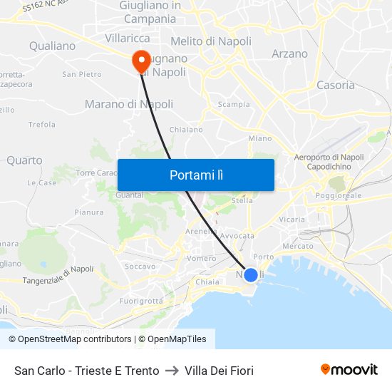 San Carlo - Trieste E Trento to Villa Dei Fiori map